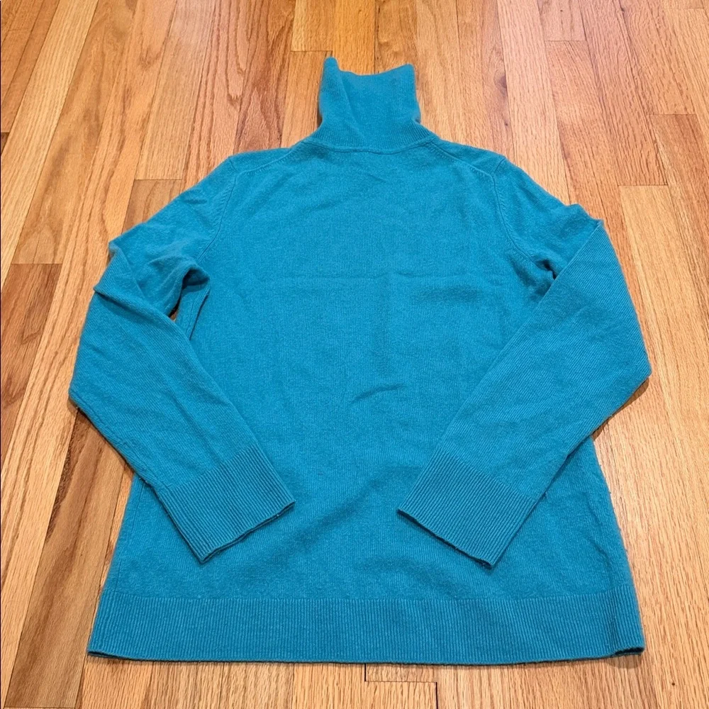 Teal Turtleneck Cashmere Sweater